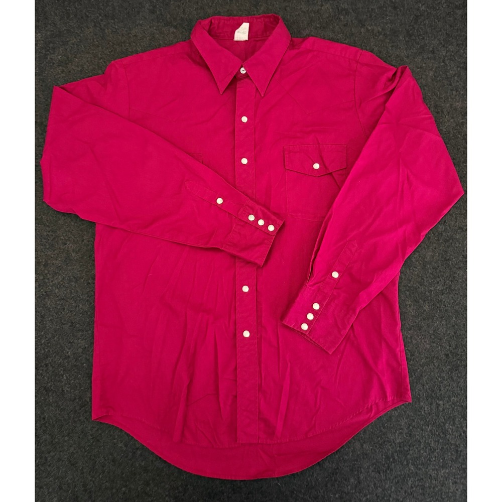 Vintage Malco Modes Mens Western Pearl Snap Shirt Dark Red Made in USA XL 17-35